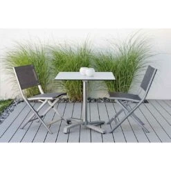 Stern Nils Balkonklappstuhl Aluminium/Textilene Graphit/Silbergrau -Garten Leben 1027326 2