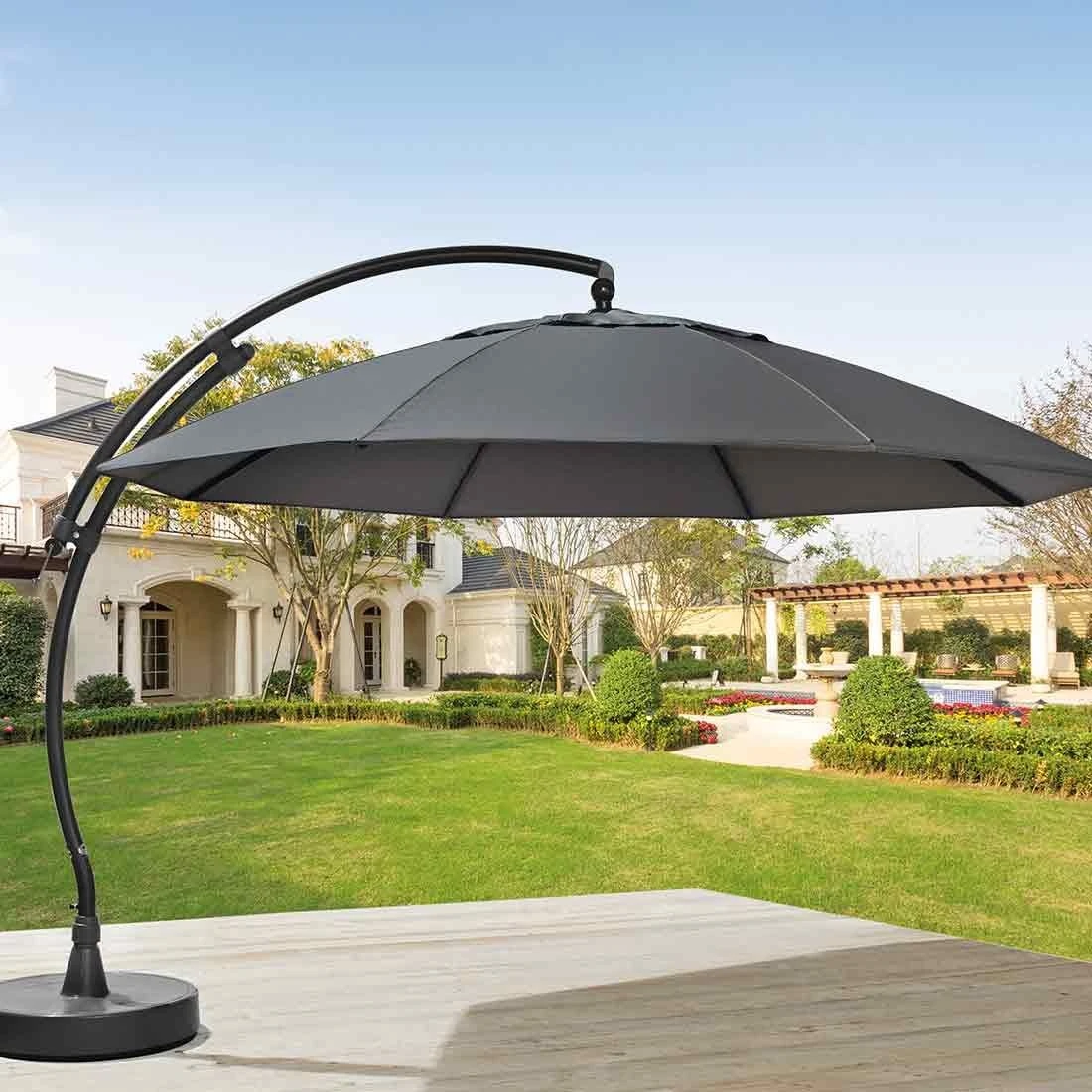 Sun Garden Easy Sun Ampelschirm Ø375 Cm Aluminium Anthrazit/Grau-Meliert 4 Sun Garden Easy Sun Ampelschirm Ø375 Cm Aluminium Anthrazit/Grau-Meliert – Bild 2