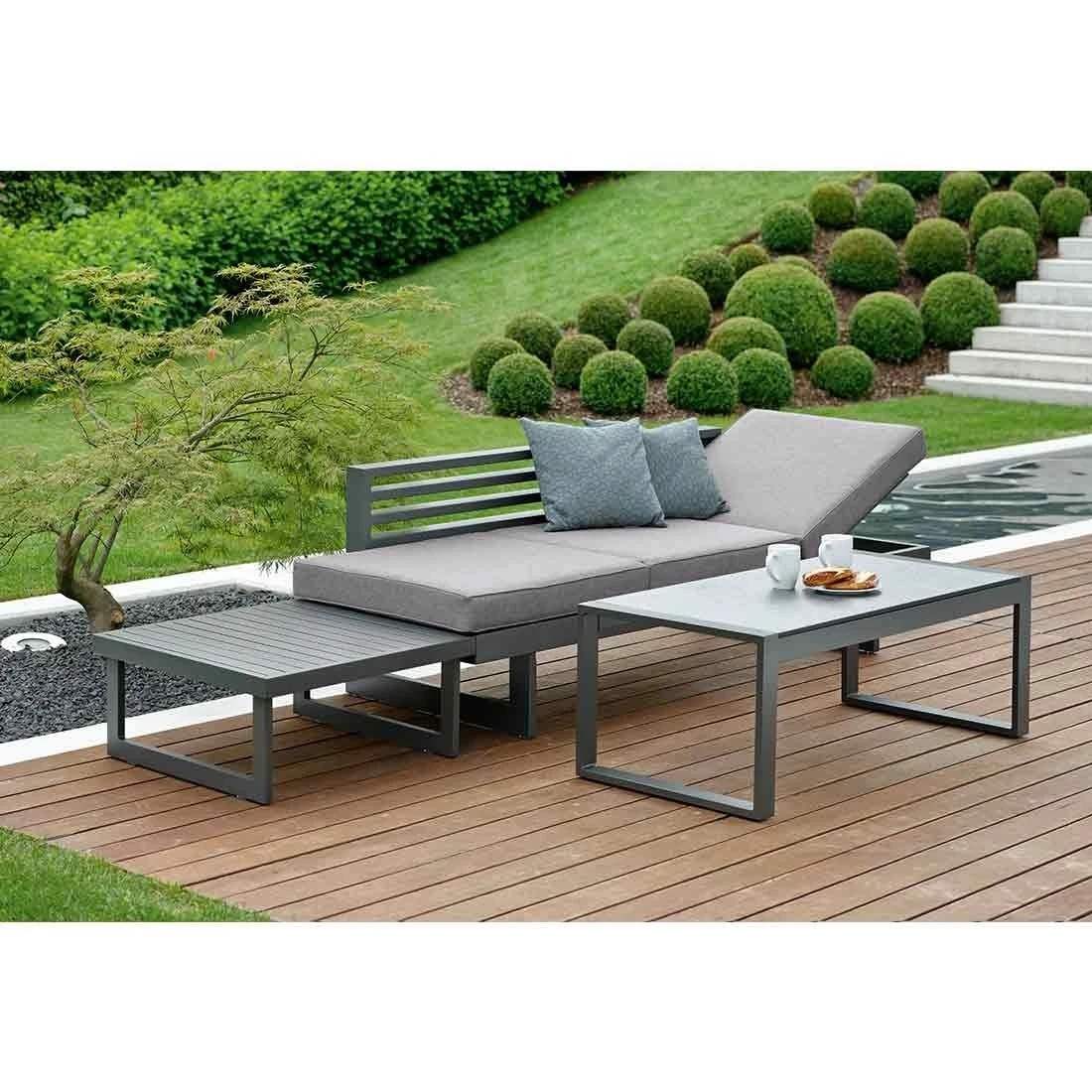 Stern New Holly Gartensofa Aluminium/Textilene Anthrazit/Seidengrau 4 Stern New Holly Gartensofa Aluminium/Textilene Anthrazit/Seidengrau – Bild 2