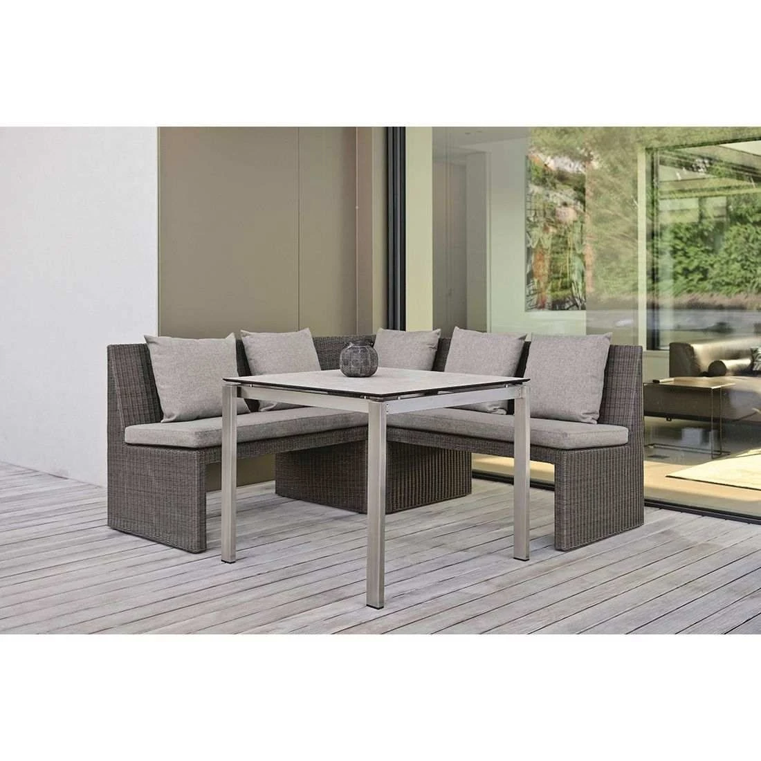 Stern Noel Gartenbank 110cm Geflecht Basaltgrau/Seidengrau 5 Stern Noel Gartenbank 110cm Geflecht Basaltgrau/Seidengrau – Bild 3