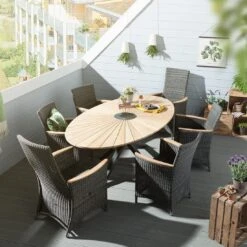 Zebra Status Dininggruppe 13-teilig Geflecht/Teak Anthrazit -Garten Leben 1091907 10