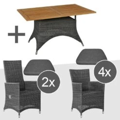 Zebra Status Dininggruppe 13-teilig Geflecht/Teak Anthrazit -Garten Leben 1091907 3