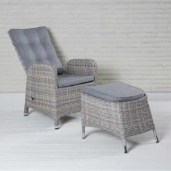 LC Garden Nizza Fußauflage Geflecht/Polster White Grey/Light Grey -Garten Leben 1093062 2