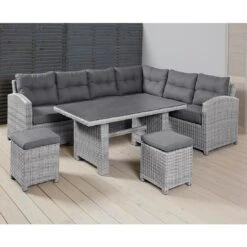 LC Garden Bilbao Dininglounge Geflecht Inkl. Kissen, Tisch Grau -Garten Leben 1093271 2