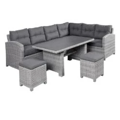 LC Garden Bilbao Dininglounge Geflecht Inkl. Kissen, Tisch Grau -Garten Leben 1093271 3