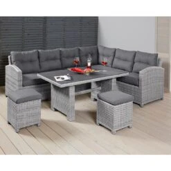 LC Garden Bilbao Dininglounge Geflecht Inkl. Kissen, Tisch Grau -Garten Leben 1093271 6