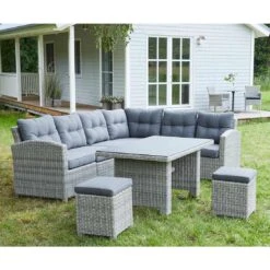 LC Garden Bilbao Dininglounge Geflecht Inkl. Kissen, Tisch Grau -Garten Leben 1093271 7