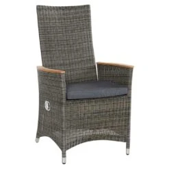 LC Garden Chelsea Gartensessel Geflecht Mit Teak-Armlehnen Grau-Schwarz/Anthrazit