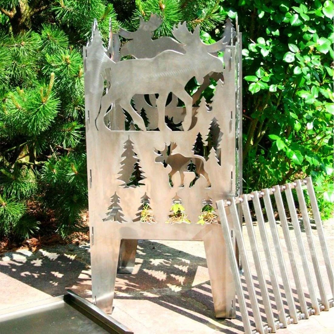 SvenskaV Elch Feuerkorb Rohstahl 30,5x32,0x47cm 4 SvenskaV Elch Feuerkorb Rohstahl 30,5x32,0x47cm – Bild 2