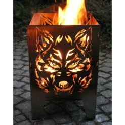 SvenskaV Wolf Feuerkorb Rohstahl 30,5x32,0x47cm -Garten Leben 1094217 2