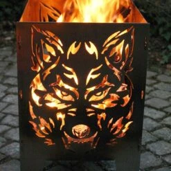 SvenskaV Wolf Feuerkorb Rohstahl 30,5x32,0x47cm -Garten Leben 1094217 3