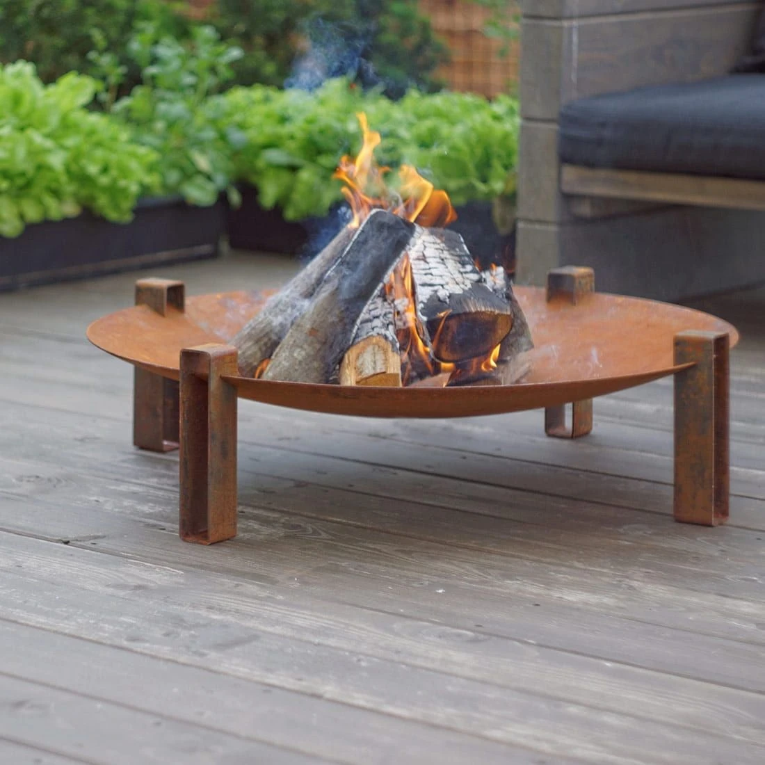 SvenskaV Space Design-Feuerschale Ø80x22cm Rohstahl 7 SvenskaV Space Design-Feuerschale Ø80x22cm Rohstahl – Bild 5