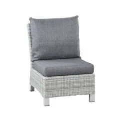 Siena Garden Corido Mittelmodul Aluminium/Geflecht Inkl. Kissen Matt Weiß-Grau/Ice-Grey/Stone-Grey