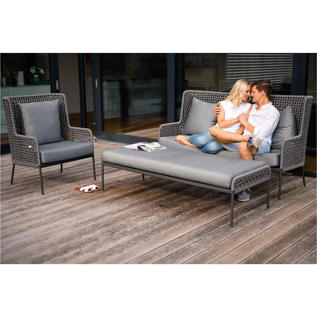 Stern Greta Loungeset 4-tlg. Aluminium/Rope Inklusive Kissen Anthrazit/Platin/Seidengrau 4 Stern Greta Loungeset 4-tlg. Aluminium/Rope Inklusive Kissen Anthrazit/Platin/Seidengrau – Bild 2