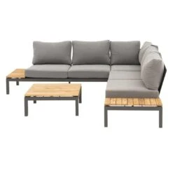 Siena Garden Alvida Ecklounge 4-teilig Aluminium/Polster/Teak Anthrazit Matt/Grau -Garten Leben 1098298 4