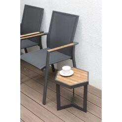 Zebra Sixx Beistelltisch 40x35cm Aluminium/Teak Graphit/Teak Natur -Garten Leben 1101246 3