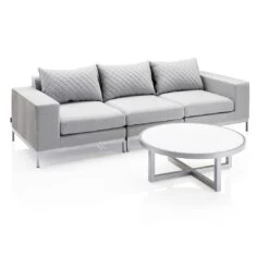 Kettler Ego Modular Gartensofa + Loungetisch Ø92cm Sunbrella Silber/Hellgrau Meliert -Garten Leben 1106581 1