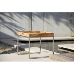 Stern Tabletttisch 50x50cm Edelstahl/Teak-Tablett Teak -Garten Leben 1108121 3