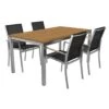 OUTLIV. Oviedo Gartenmöbelset 5-teilig Stapelsessel Mit Rimini Tisch 160x90 Cm Edelstahl/Schwarz -Garten Leben 1177014 1