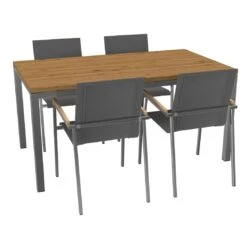 OUTLIV. Rimini Gartenmöbelset 5-tlg. Tisch 160x90cm Edelstahl/Silber-Schwarz -Garten Leben 1177575 3