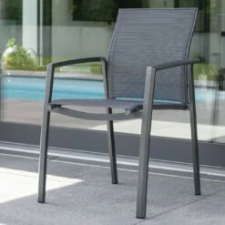 Stern Kari Stapelsessel Aluminium/Textilene Anthrazit/Karbon -Garten Leben 1200972 7