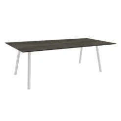 Stern Interno Gartentisch 220x100cm Edelstahl Rundrohr/Silverstar 2.0 Silber/Zement