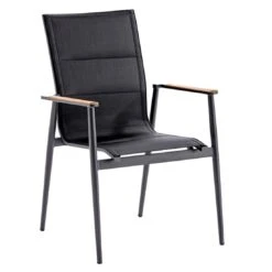 Niehoff Regg Hochlehnersessel Aluminium/Textilene Mit Teakarmlehnen Anthrazit