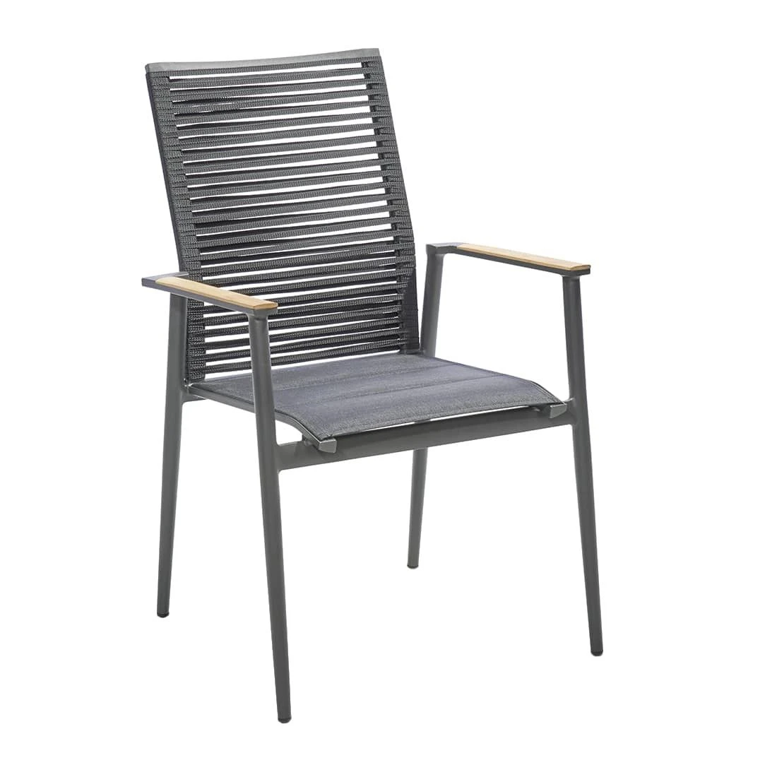 Musterring Amsterdam Stapelsessel Aluminium/Kordel/TeakAL Anthrazit 3 Musterring Amsterdam Stapelsessel Aluminium/Kordel/TeakAL Anthrazit