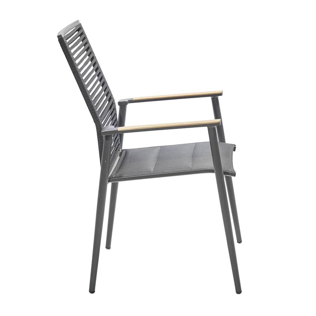 Musterring Amsterdam Stapelsessel Aluminium/Kordel/TeakAL Anthrazit 4 Musterring Amsterdam Stapelsessel Aluminium/Kordel/TeakAL Anthrazit – Bild 2