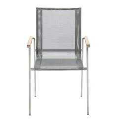 Musterring Brüssel Stapelsessel Edelstahl/Textilene Mit Teakarmlehnen Silbergrau -Garten Leben 1232861 2