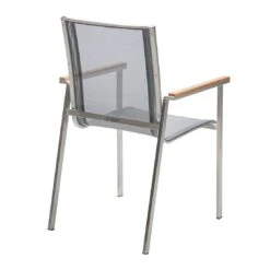 Musterring Brüssel Stapelsessel Edelstahl/Textilene Mit Teakarmlehnen Silbergrau -Garten Leben 1232861 4