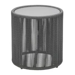 Musterring Formentera Beistelltisch Ø44,4cm Aluminium/Kordelbespannung Anthrazit/Grau