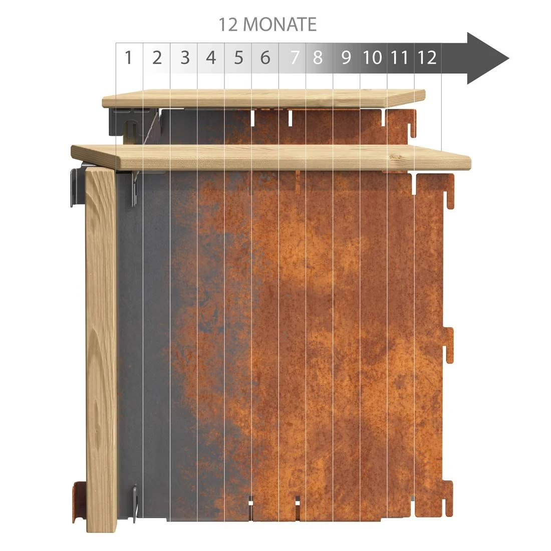 DJES Hochbeet Verlängerungsset Kurz Stahl/Fichte Grau 9 DJES Hochbeet Verlängerungsset Kurz Stahl/Fichte Grau – Bild 7