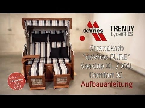 DeVries Pure Comfort XL Strandkorb Pinie/Geflecht Des.454 Seashell 3 DeVries Pure Comfort XL Strandkorb Pinie/Geflecht Des.454 Seashell