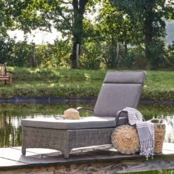 LC Garden Komido Gartenliege Aluminium/Geflecht Anthrazit/Omega Braun -Garten Leben 1248162 6