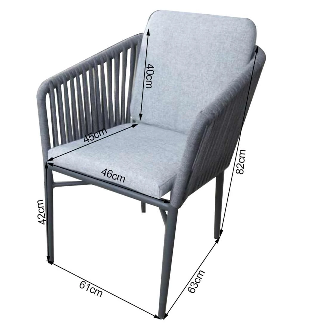 Acamp Manhattan Gartensessel Aluminium/Rope/Polster Anthrazit/Multicolor/Silbergrau 4 Acamp Manhattan Gartensessel Aluminium/Rope/Polster Anthrazit/Multicolor/Silbergrau – Bild 2