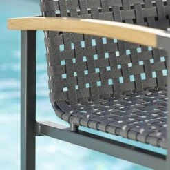 Stern Lucy Loungesessel Aluminium/Gurtbespannung Teakarmlehnen Anthrazit/Platin -Garten Leben 1258612 2