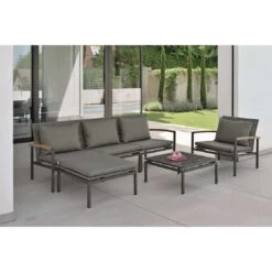 Stern Lucy Loungesessel Aluminium/Gurtbespannung Teakarmlehnen Anthrazit/Platin -Garten Leben 1258612 3