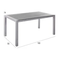 MBM Kennedy Gartentisch 160x90cm Aluminium/Resysta Silber/Stone Grey -Garten Leben 1262022 2