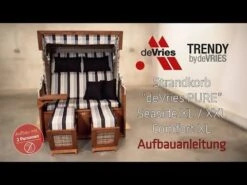 DeVries Pure Seaside L Strandkorb Geflecht/Pinienholz 444 Ice Flower