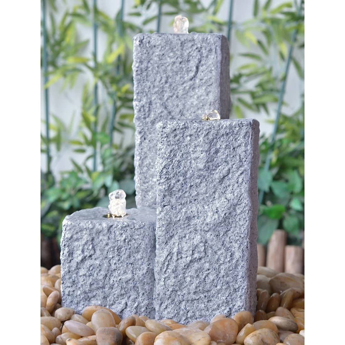 Heissner Neptun LED Eingrabbrunnen Set Polystone Grau 3 Heissner Neptun LED Eingrabbrunnen Set Polystone Grau