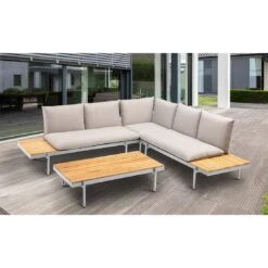 Kettler Straight Eck-/Endmodul Aluminium/Teak/Olefin Silber/Beige-Braun -Garten Leben 1306297 6