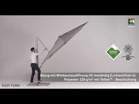 Kettler Easy Turn Ampelschirm 300x300cm Aluminium/Polyester Silber/Charcoal 3 Kettler Easy Turn Ampelschirm 300x300cm Aluminium/Polyester Silber/Charcoal