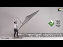 Kettler Easy Turn Ampelschirm 300x300cm Alu/Polyester Silber/Hellgrau Meliert