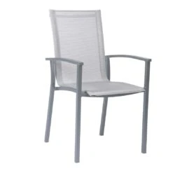 Evoee Edition Mora Stapelsessel Aluminium/Textilene Graphit/Silber