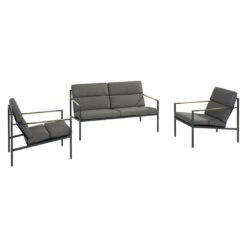 Trentino Loungeset 4-tlg. Edelstahl/Stoff Und Teak Armlehnen Grau Meliert -Garten Leben 1342883 4