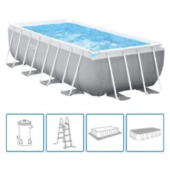 Intex Prism Frame Rectangular Pool Set 488x244x107cm Grau