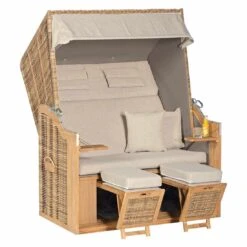 Sunny Smart Rustikal 34 Z XL Strandkorb Teak/Geflecht Natura-Antik