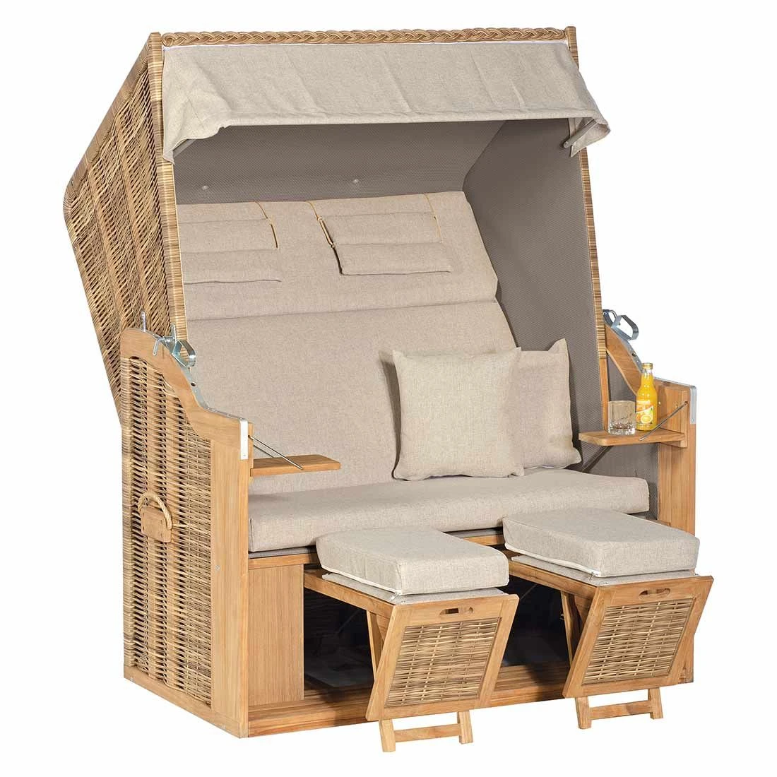 Sunny Smart Rustikal 34 Z XL Strandkorb Teak/Geflecht Natura-Antik 3 Sunny Smart Rustikal 34 Z XL Strandkorb Teak/Geflecht Natura-Antik