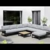 Kettler Ocean Skid Platform Ecklounge 5-tlg. + Tisch 61x27 Cm Alu/Olefin Hellgrau -Garten Leben 1393417 v 3140